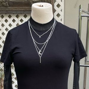 Sterling forever stacked moon and star necklace silver